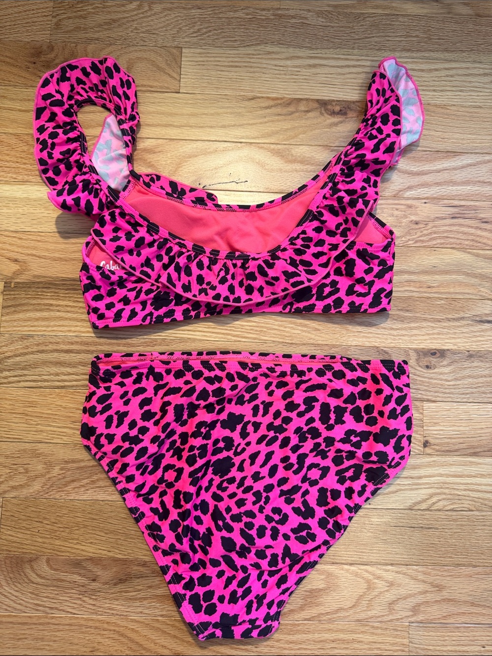 Hot Pink Leopard Ruffle Bikini Set - Picture 5 of 5